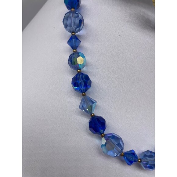 Shades Of Blue Glass Jewelry Bead Necklace Stretch Bracelet & Millefiori Drop Ea - Picture 11 of 12